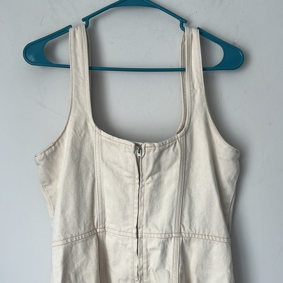 Asos Denim Cream Button Front Zipper Mini Dress, size UK 14 (US 10) ◼️ - Picture 4 of 6